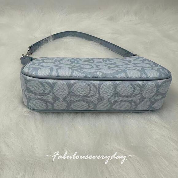 Coach Nolita 19 Shoulder Bag Wristlet In Sketch Signature Canvas CBM72 Ice Blue - Picture 7 of 8